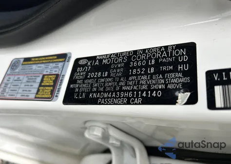 2017 Kia Rio z USA, uszkodzony, nr VIN KNADM4A39H6114140